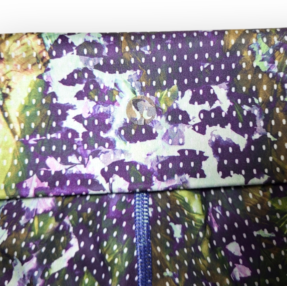 Lululemon Wunder Under Crop II Roll Down Floral Sport White Multi - Picture 12 of 13
